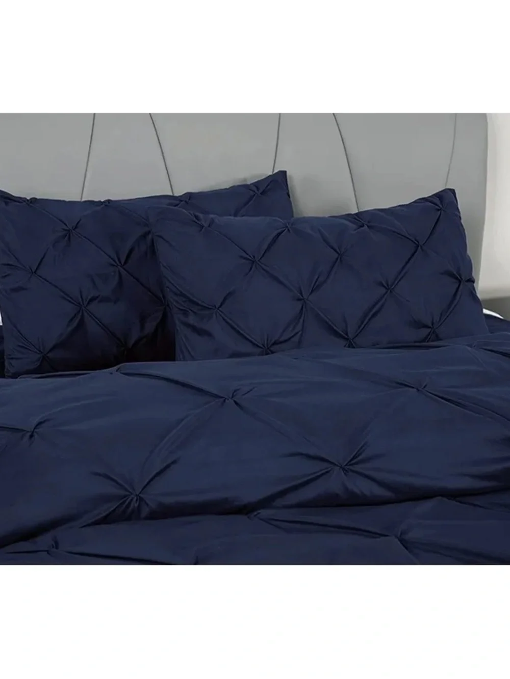 Navy Pinch-Pleat 3 piece king Comforter Set